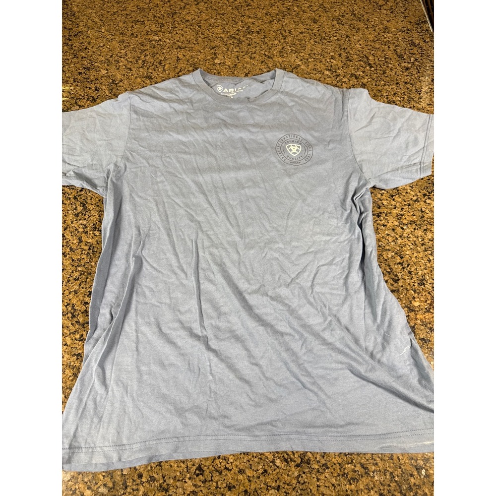 Ariat Mens Light Blue Graphic T-Shirt Buckle Exclusive Logo Tee Large